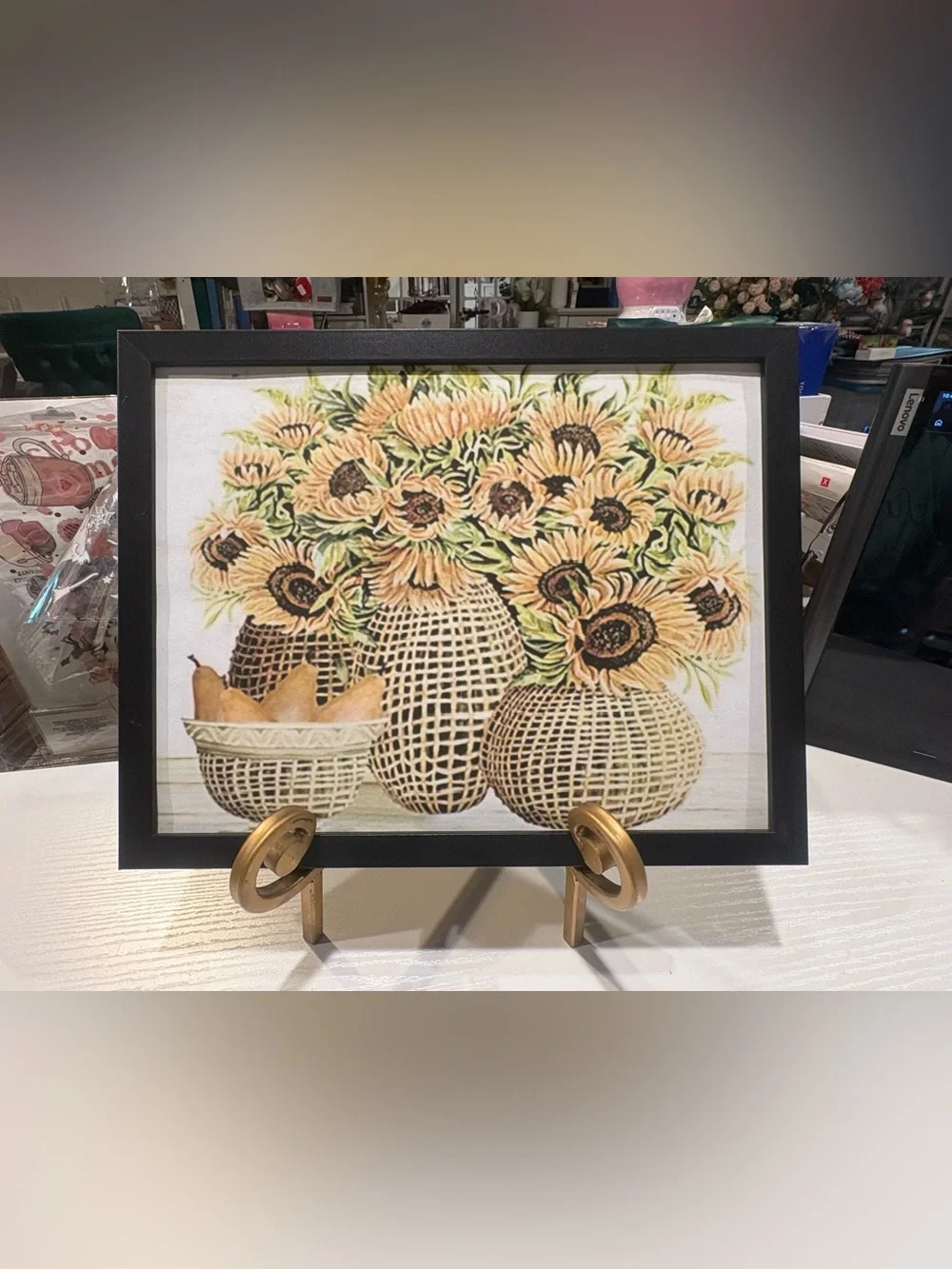 Sunflower Still Life Framed 8x10 Art